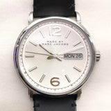 Marc Jacobs Fergus White Dial Black Leather Strap Watch for Men - MBM5076