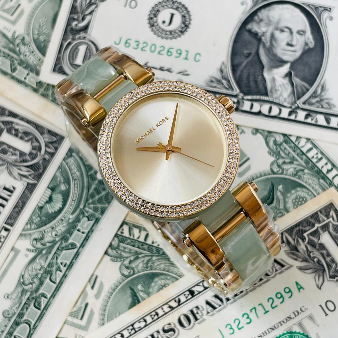 Michael Kors Delray Rose Gold Dial Two Tone Steel Strap Watch for Women - MK4317