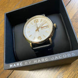 Marc Jacobs Fergus White Dial Black Leather Strap Watch for Men - MBM5081