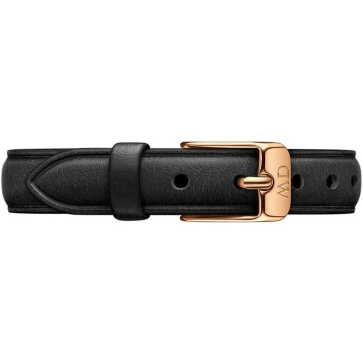 Daniel Wellington Quadro White Dial Black Leather Strap Watch For Women - DW00100434