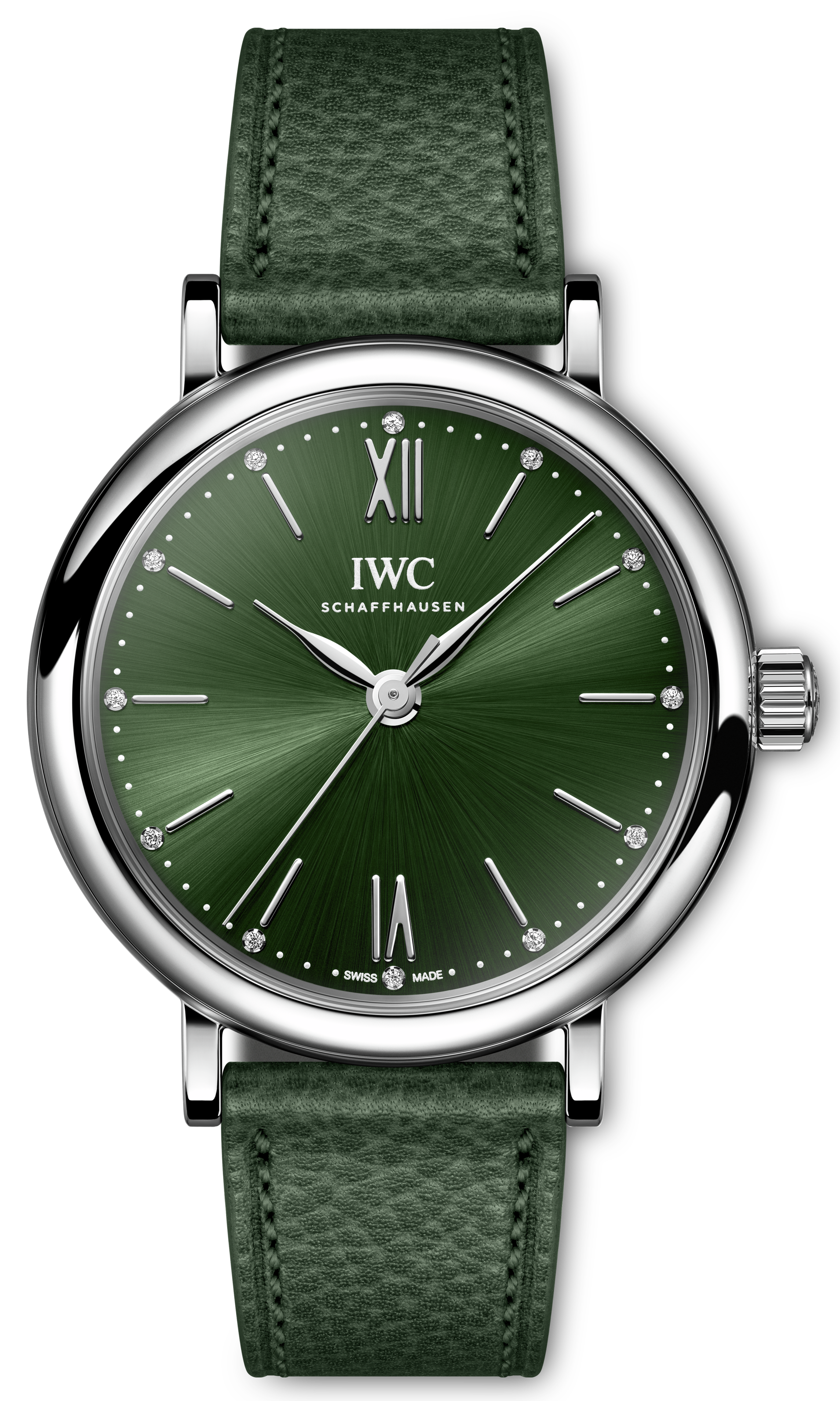 IWC Portofino Automatic Automatic Green Dial Green Leather Strap Watch for Women - IW357412