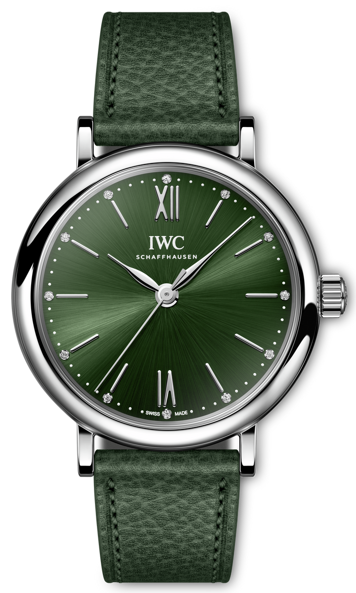 IWC Portofino Automatic Automatic Green Dial Green Leather Strap Watch for Women - IW357412