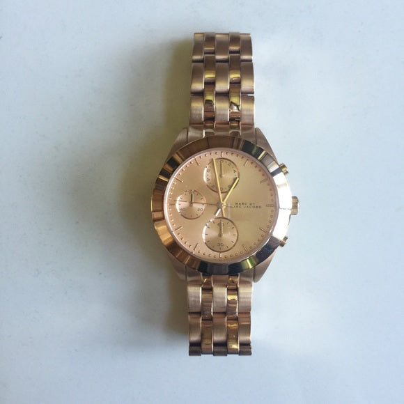 Marc Jacobs Peeker Chronograph Rose Gold Dial Rose Gold Steel Strap Watch for Women - MBM3394