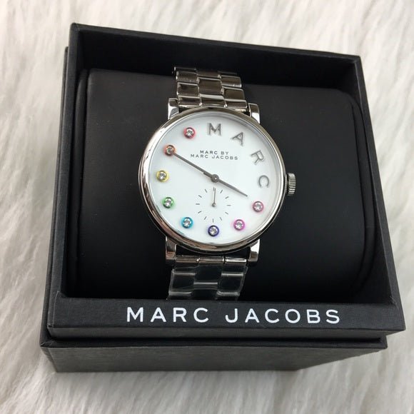 Marc Jacobs Baker Dexter White Dial Silver Steel Strap Watch for Women - MBM3423