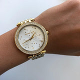 Michael Kors Darci White Dial Gold Steel Strap Watch for Women - MK3727