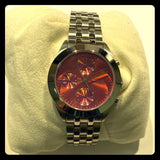 Marc Jacobs Peeker Chronograph Pink Dial Silver Steel Strap Watch for Women - MBM3372