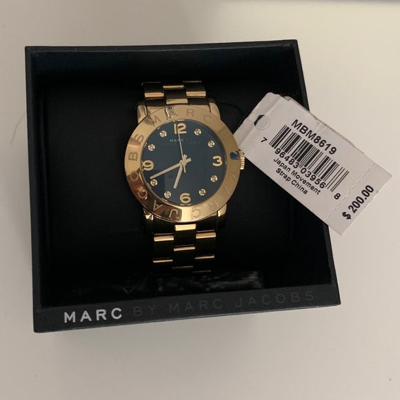 Marc Jacobs Amy Green Dial Gold Steel Strap Watch for Women - MBM8619
