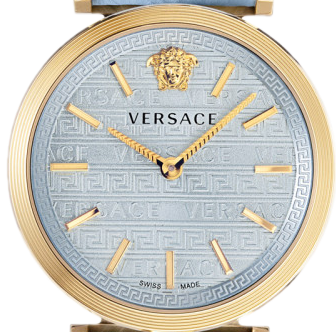 Versace V-Twist Blue Dial Blue Leather Strap Watch for Women - VELS00319