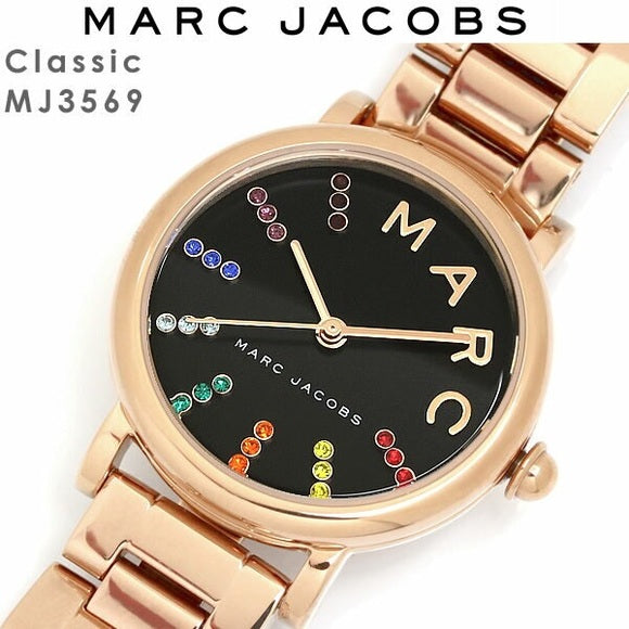 Marc Jacobs Roxy Black Dial Rose Gold Steel Strap Watch for Women - MJ3569