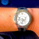 Michael Kors Wyatt White Dial Silver Steel Strap Watch For Women - MK5932