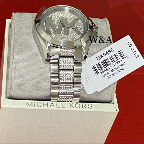 Michael Kors Bradshaw Silver Dial Silver Stainless Steel Strap Watch for Women - MK6486