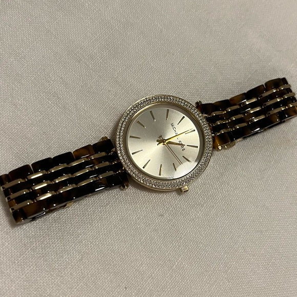 Michael Kors Darci Gold Dial Brown Two Tone Steel Strap Watch for Women - MK4326