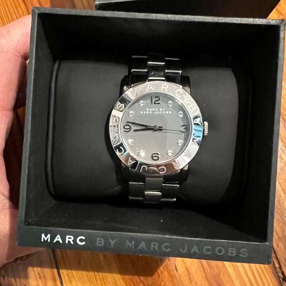 Marc Jacobs Amy Grey Dial Grey Steel Strap Watch for Women - MBM3196