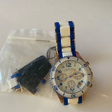 Marc Jacobs Rock Chronograph White Dial Two Tone Silicone Strap Watch for Women - MBM2594