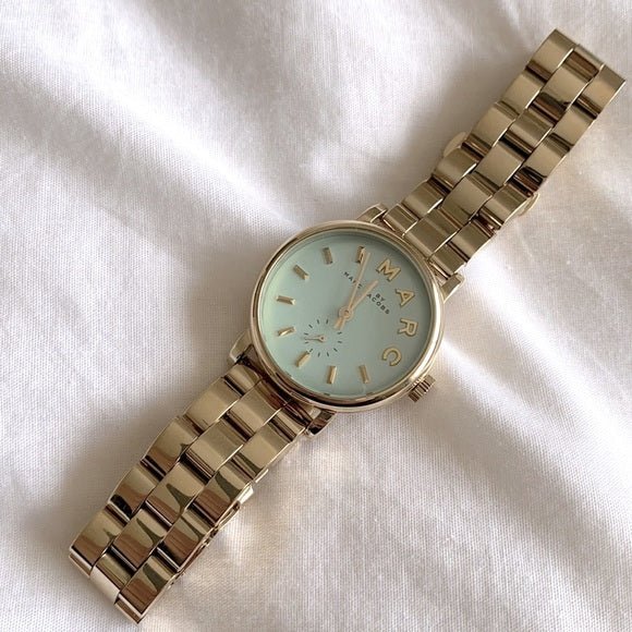 Marc Jacobs Baker Mint Green Dial Gold Steel Strap Watch for Women - MBM3284