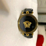 Versace Palazzo Empire Black Dial Black Leather Strap Watch for Women - VCO020017