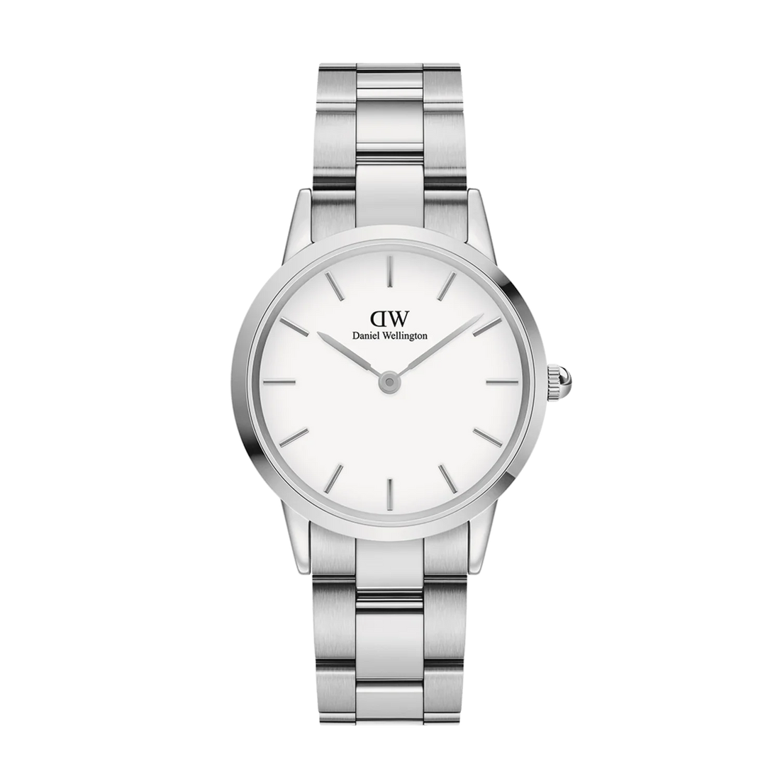 Daniel Wellington Iconic Link White Dial Silver Steel Strap Watch For Women - DW00100205