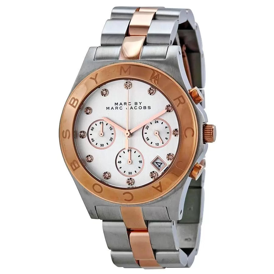 Marc Jacobs Blade Chronograph Silver Dial Two Tone Steel Strap Watch for Women - MBM3178