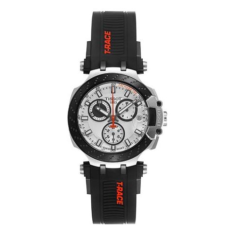 Tissot T Race Chronograph White Dial Black Silicone Strap Watch For Men - T115.417.27.011.00