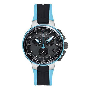 Tissot T Race Cycling Chronograph Black Dial Two Tone Rubber Strap Watch For Men - T111.417.37.441.05