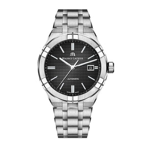 Maurice Lacroix Aikon Automatic Black Dial Silver Steel Strap Watch For Men - AI6008-SS002-330-1