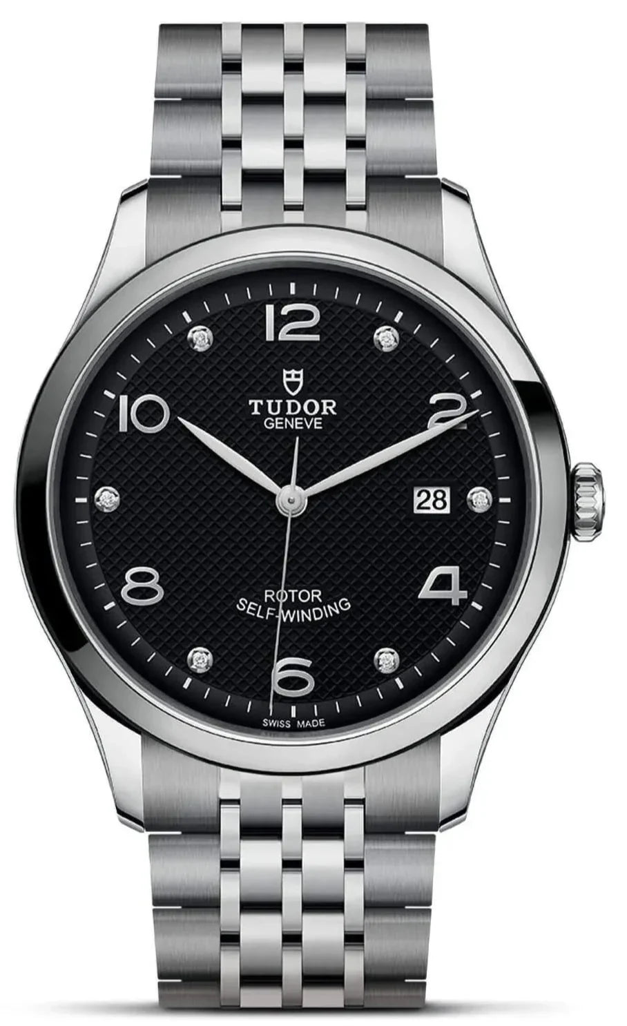 Tudor 1926 Automatic Diamonds Black Dial Silver Steel Strap Watch for Men - M91650-0004