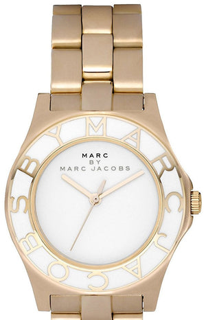 Marc Jacobs Blade White Dial Gold Steel Strap Watch for Women - MBM3050