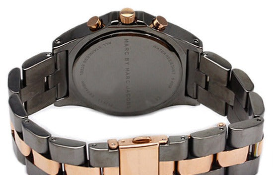 Marc Jacobs Blade Chronograph Grey Dial Two Tone Steel Strap Watch for Women - MBM8583