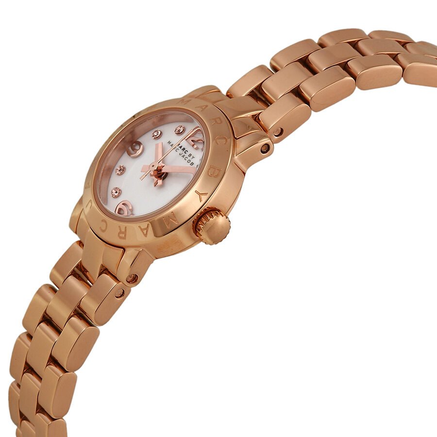 Marc Jacobs Amy White Dial Rose Gold Steel Strap Watch for Women - MBM3227