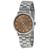 Marc Jacobs Baker Brown Dial Silver Steel Strap Watch For Women - MBM3329