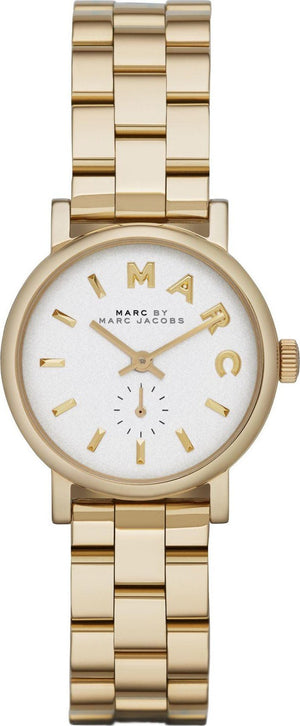 Marc Jacobs Baker White Dial Gold Steel Strap Watch for Women - MBM3247