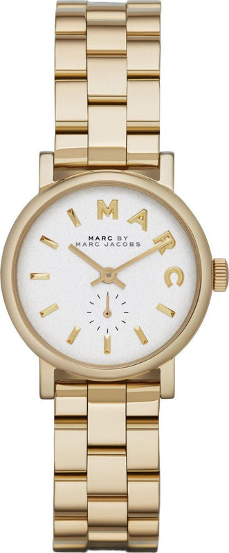 Marc Jacobs Baker White Dial Gold Steel Strap Watch for Women - MBM3247