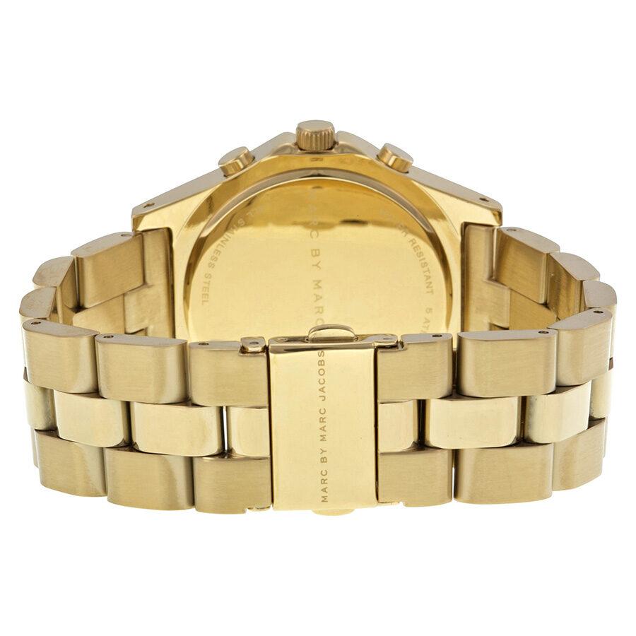 Marc Jacobs Blade Chronograph Black Dial Gold Steel Strap Watch for Women - MBM3309