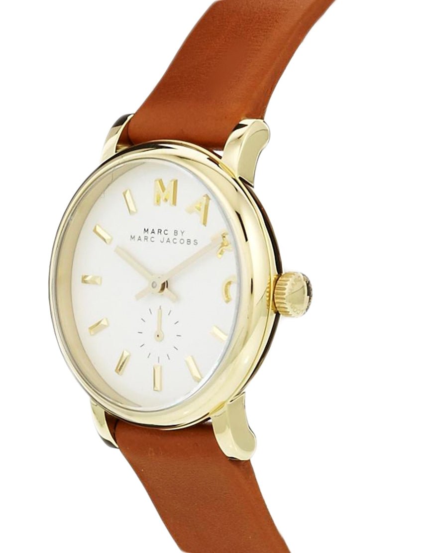 Marc Jacobs Baker White Dial Brown Leather Strap Watch for Women - MBM1317