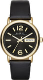 Marc Jacobs Fergus Black Dial Black Leather Strap Watch for Women - MBM8651