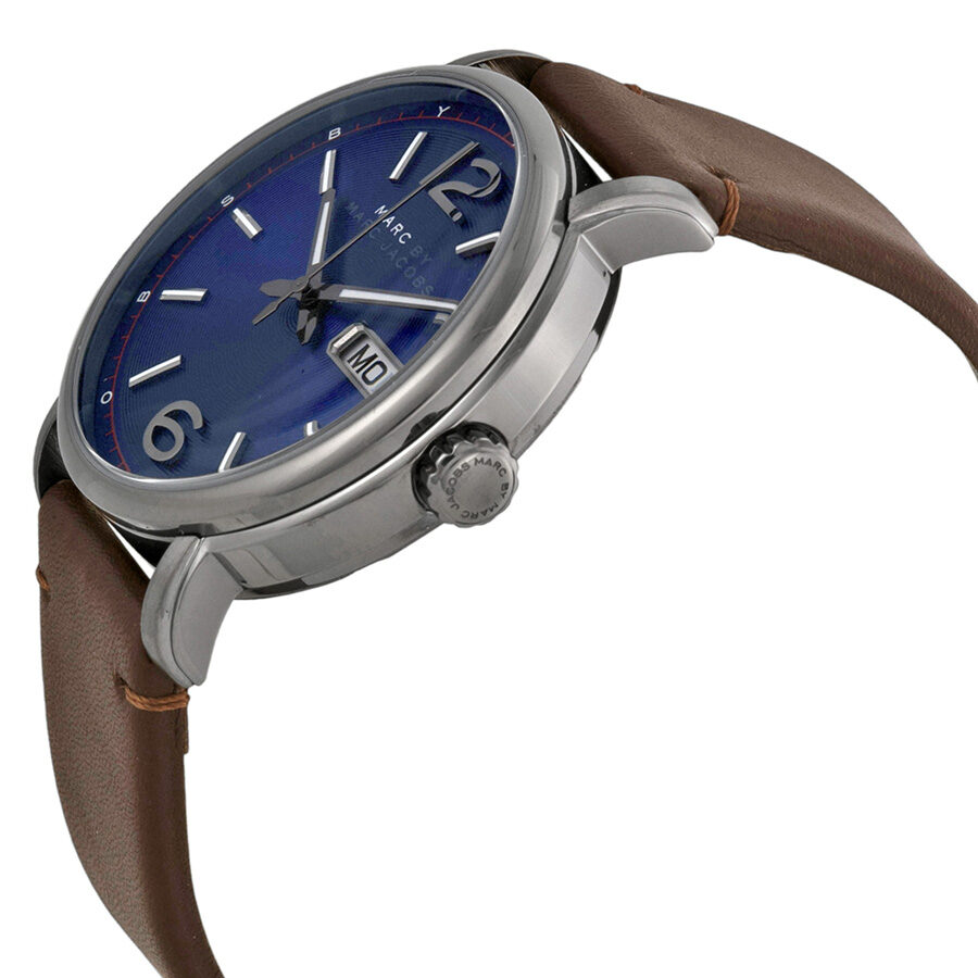 Marc Jacobs Fergus Blue Dial Brown Leather Strap Watch for Men - MBM5078