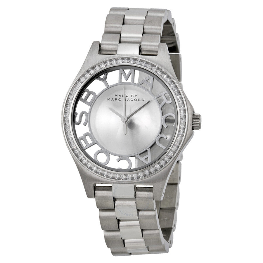 Marc Jacobs Henry Transparent Silver Dial Silver Steel Strap Watch for Women - MBM3337