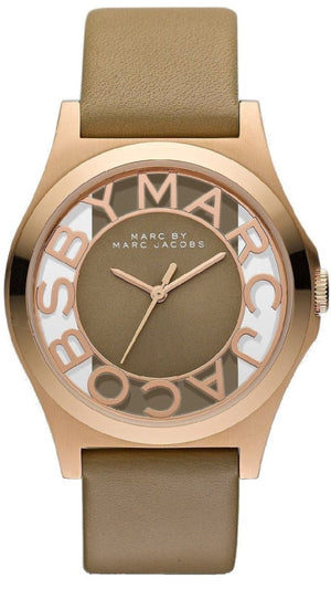 Marc Jacobs Henry Dinky Skeleton Beige Dial Beige Leather Strap Watch for Women - MBM1245