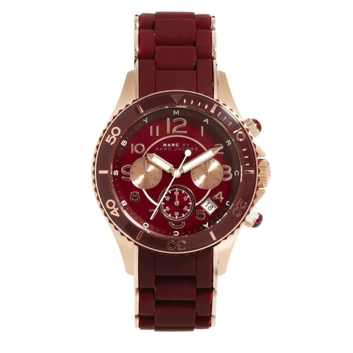 Marc Jacobs Rock Chronograph Red Dial Red Silicone Strap Watch for Women - MBM2596