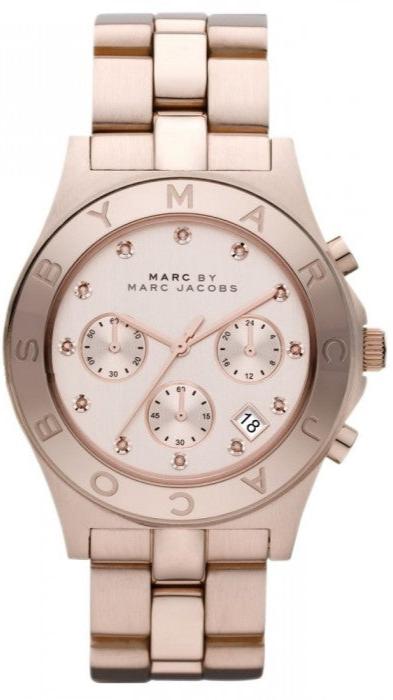 Marc Jacobs Blade Chronograph Rose Gold Dial Rose Gold Steel Strap Watch for Women - MBM3102