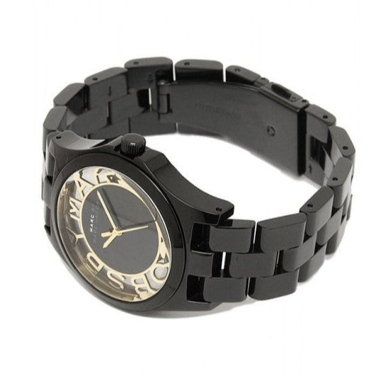 Marc Jacobs Henry Transparent Black Dial Black Steel Strap Watch for Women - MBM3255