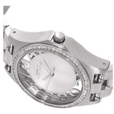 Marc Jacobs Henry Transparent Silver Dial Silver Steel Strap Watch for Women - MBM3337