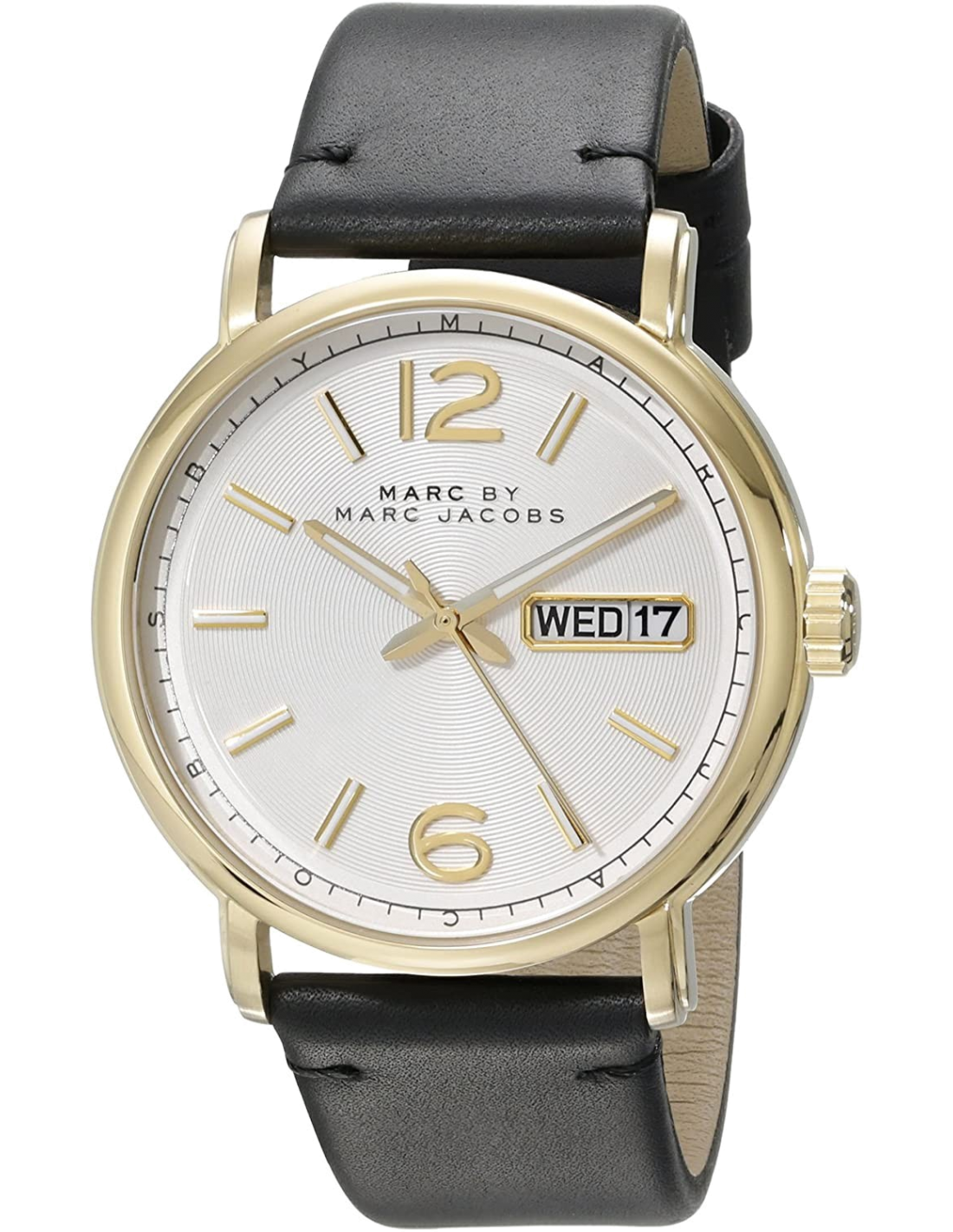 Marc Jacobs Fergus White Dial Black Leather Strap Watch for Men - MBM5081