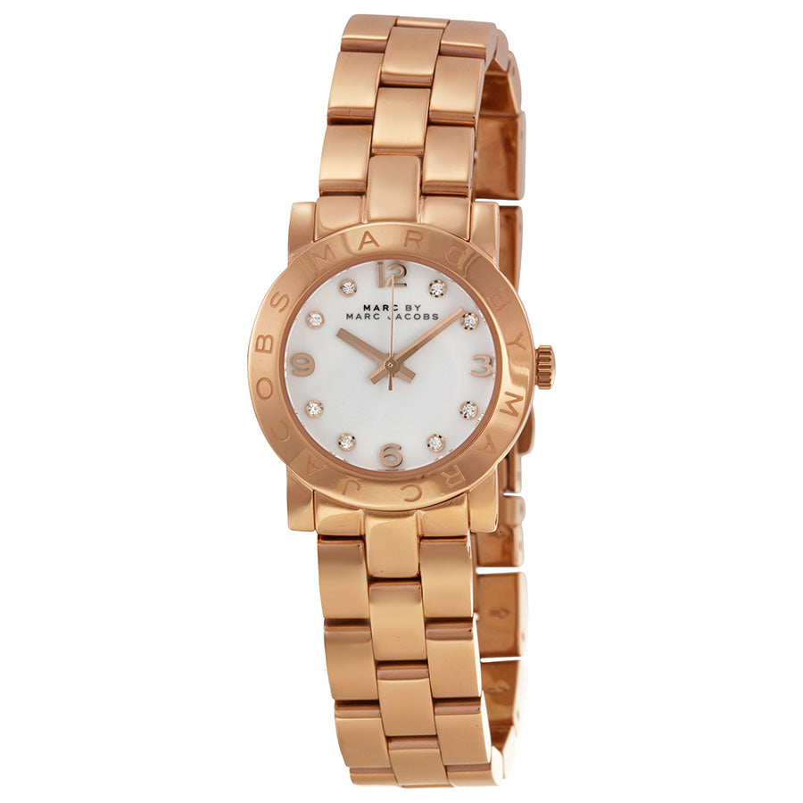 Marc Jacobs Mini Amy White Dial Rose Gold Steel Strap Watch for Women - MBM3078