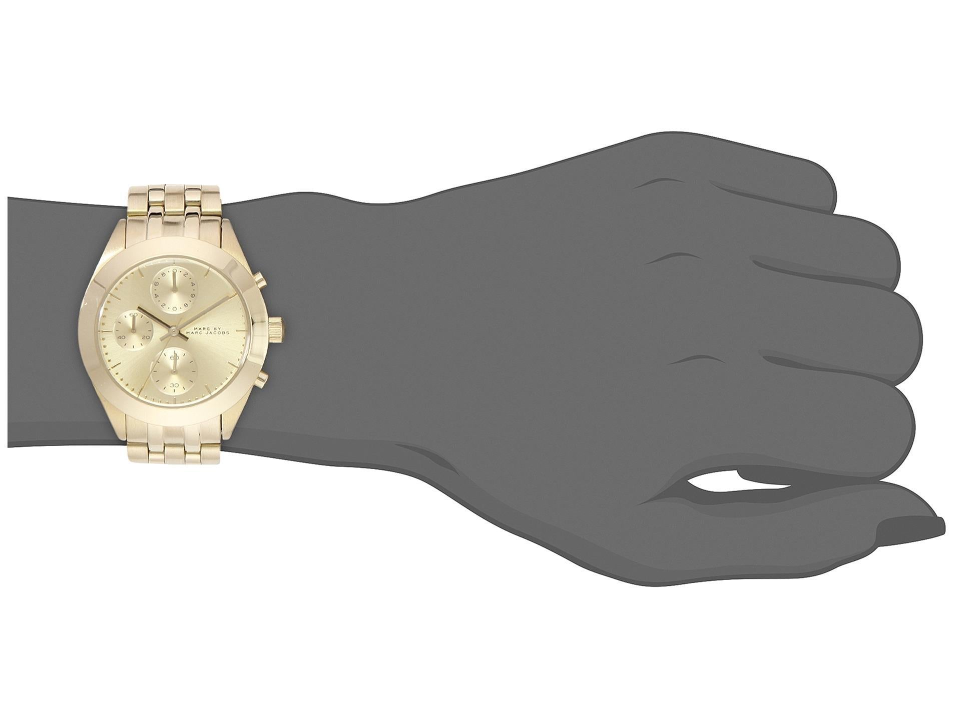 Marc Jacobs Peeker Chronograph Gold Dial Gold Steel Strap Watch for Women - MBM3393