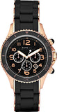 Marc Jacobs Rock Chronograph Black Dial Black Silicone Strap Watch for Women - MBM2553