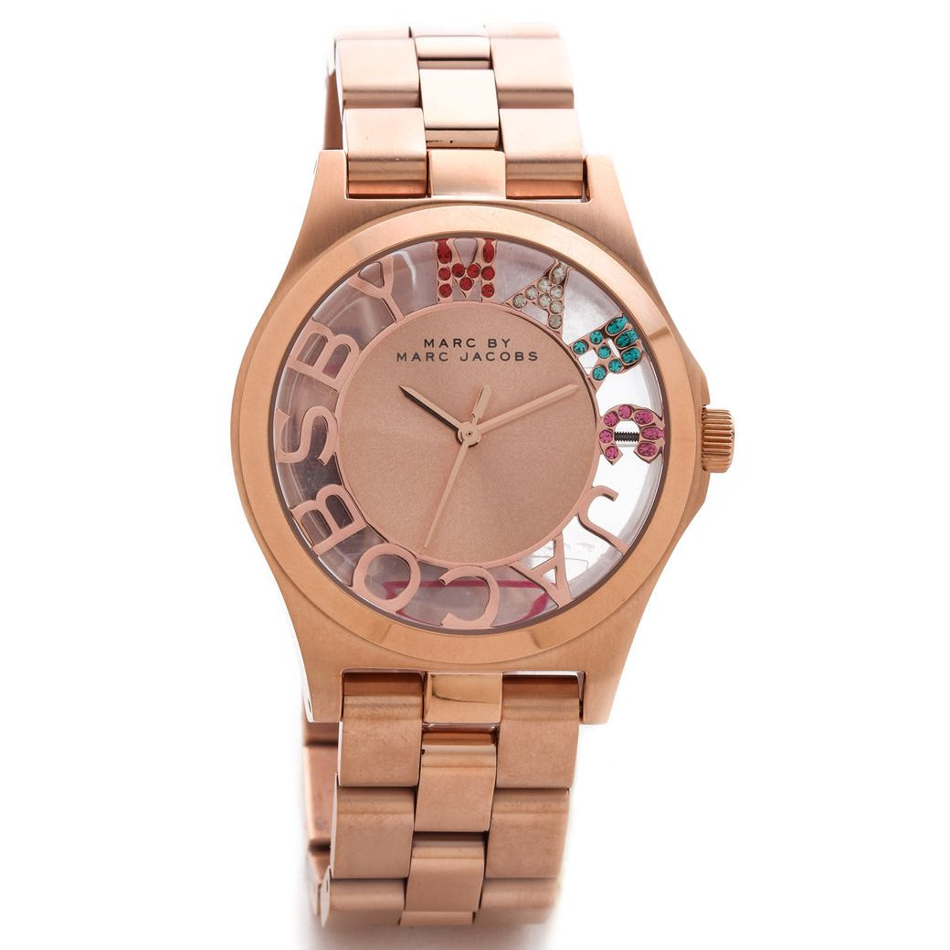 Marc Jacobs Henry Skeleton Rose Gold Dial Rose Gold Steel Strap Watch for Women - MBM3264