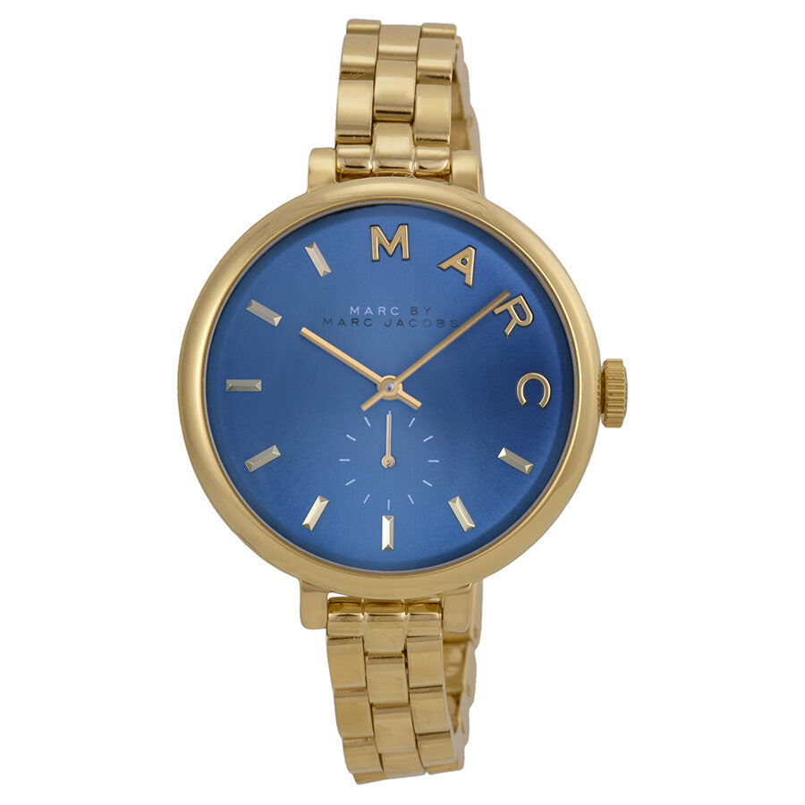 Marc Jacobs Sally Blue Dial Gold Steel Strap Watch for Women - MBM3366