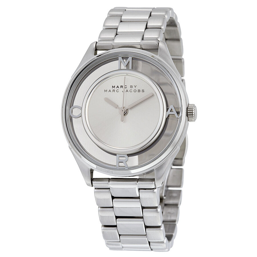 Marc Jacobs Tether Transparent Silver Dial Silver Steel Strap Watch for Women - MBM3412