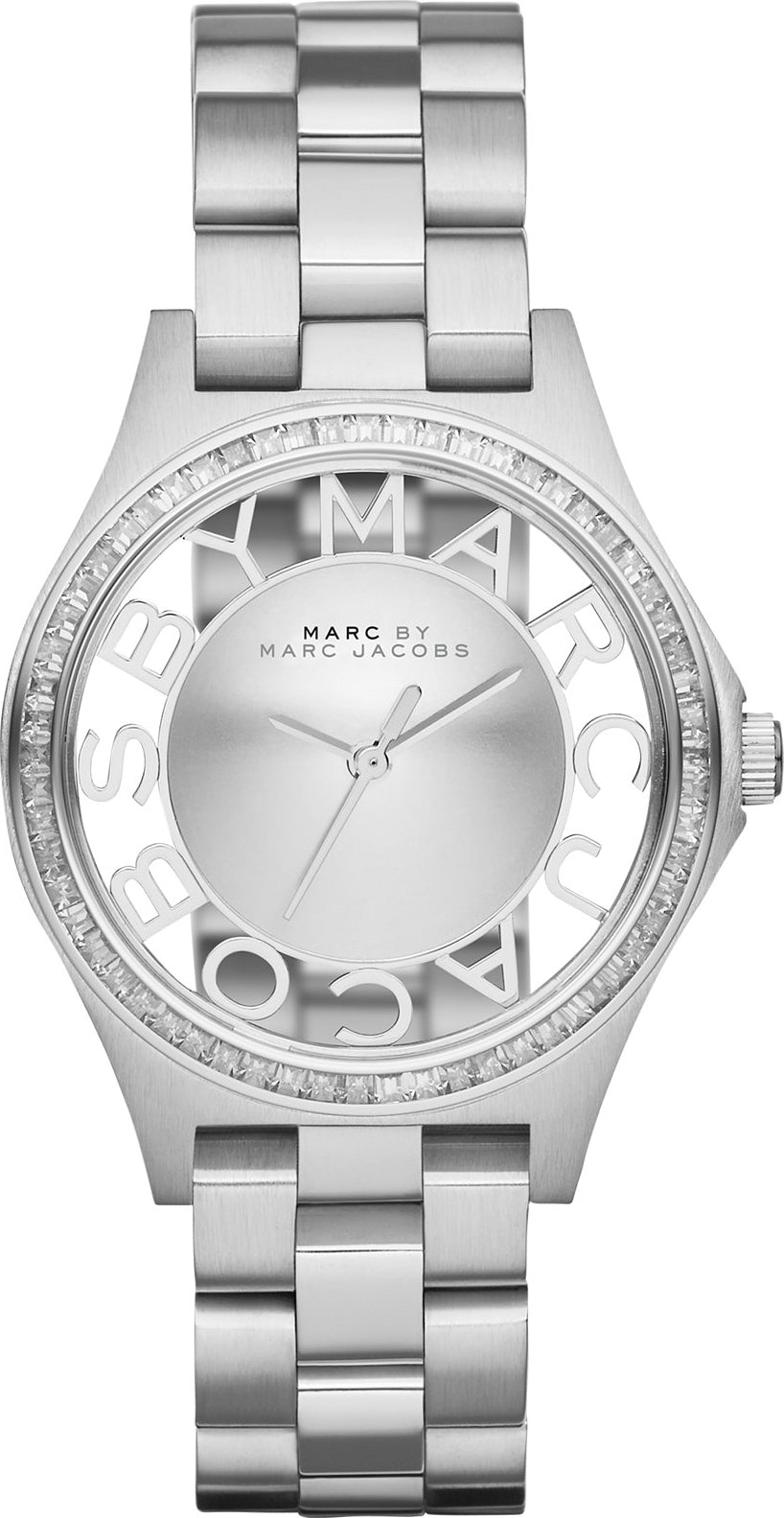 Marc Jacobs Henry Transparent Silver Dial Silver Steel Strap Watch for Women - MBM3337
